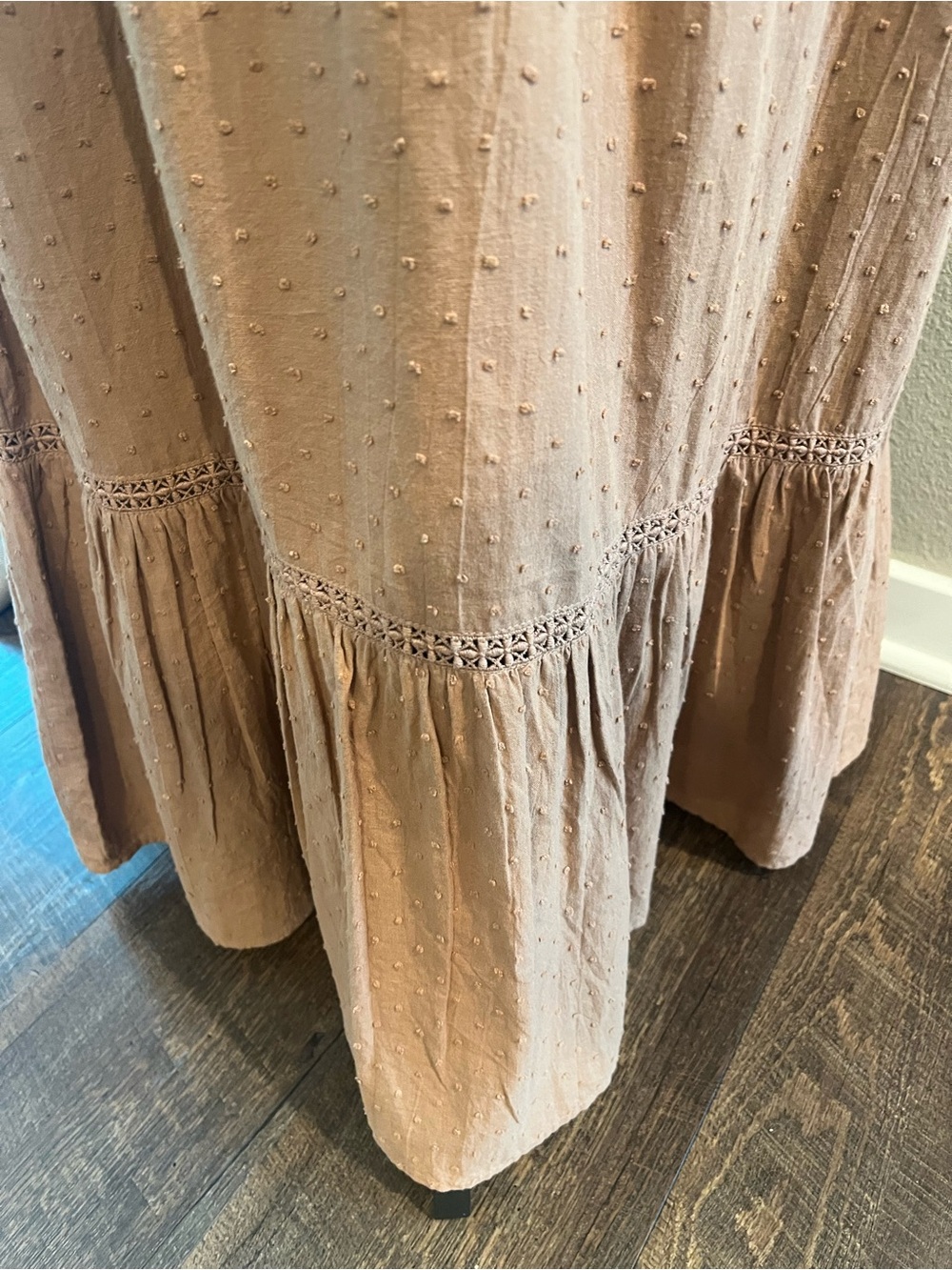 Swiss Dot Halter Maxi Dress Smocked Top Ruffle Tiered Skirt Cottagecore Romantic - Picture 3 of 7